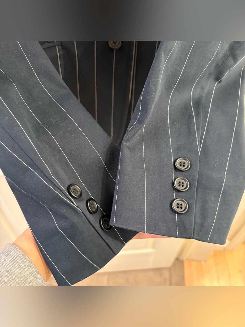 UNITED COLORS OF BENETTON Navy Pinstripe Women's Blazer - Picture 3 of 6